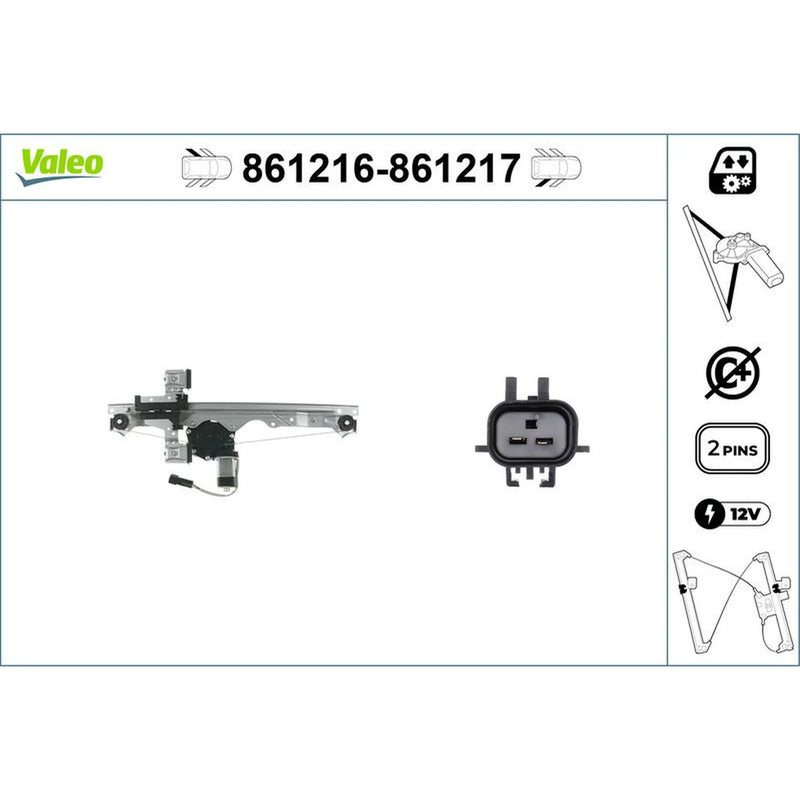 Valeo Electric Window Regulator Lifter Right Rear 861217
