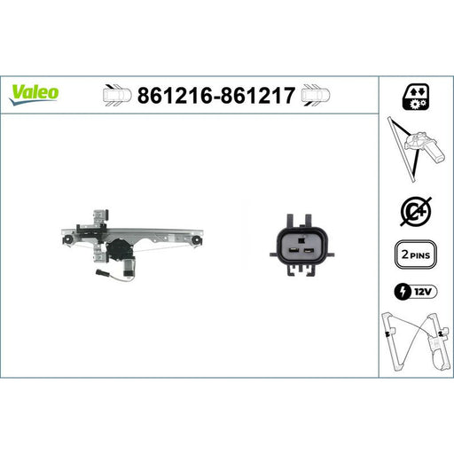 Valeo Electric Window Regulator Lifter Right Rear 861217
