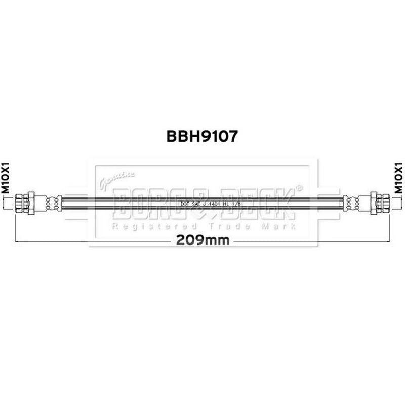 Borg & Beck Brake Hydraulic Hose Line inner BBH9107