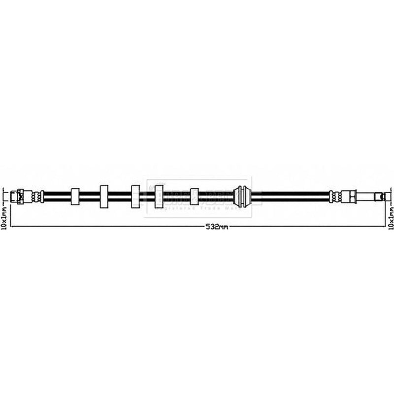 Borg & Beck Brake Hydraulic Hose Line Front Right BBH8388