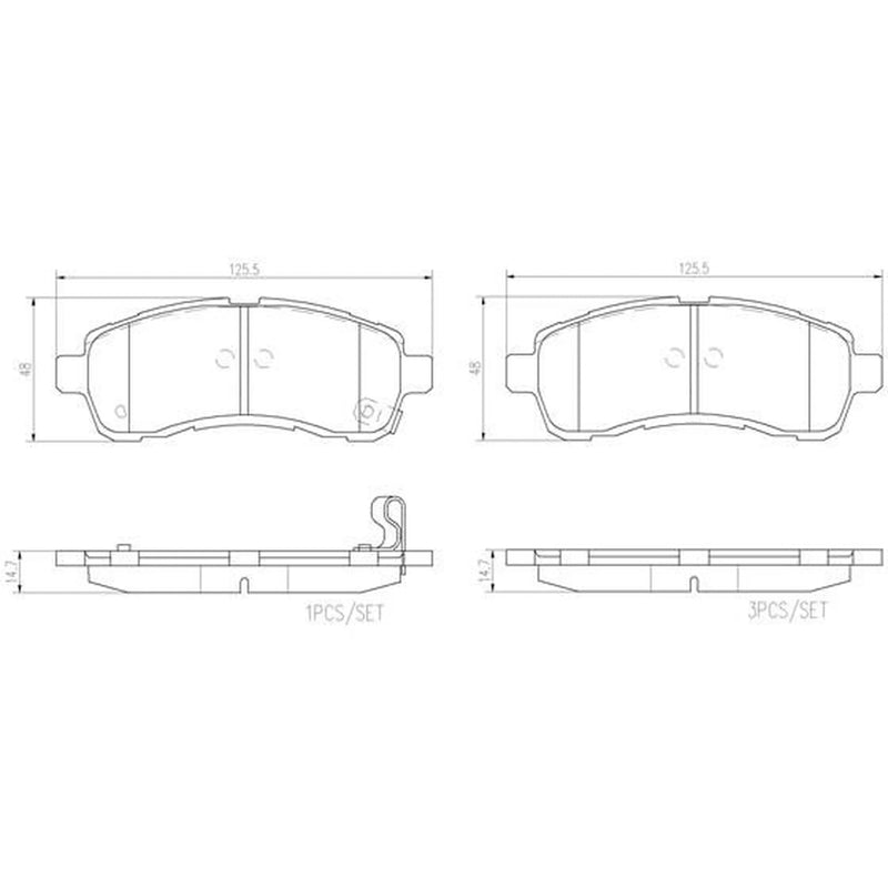 Brembo 4 x Front Brake Pad Set fits Mazda 2 2007-2015 1.3 1.4 1.5 1.6