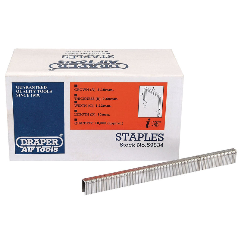 Draper Staples, 10mm (Pack of 10000) 59834 Draper - Dynamic Drive