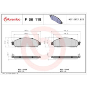Brembo 4 x Front Brake Pad Set fits Nissan Navara NP300 Pickup 2015 on 2.3