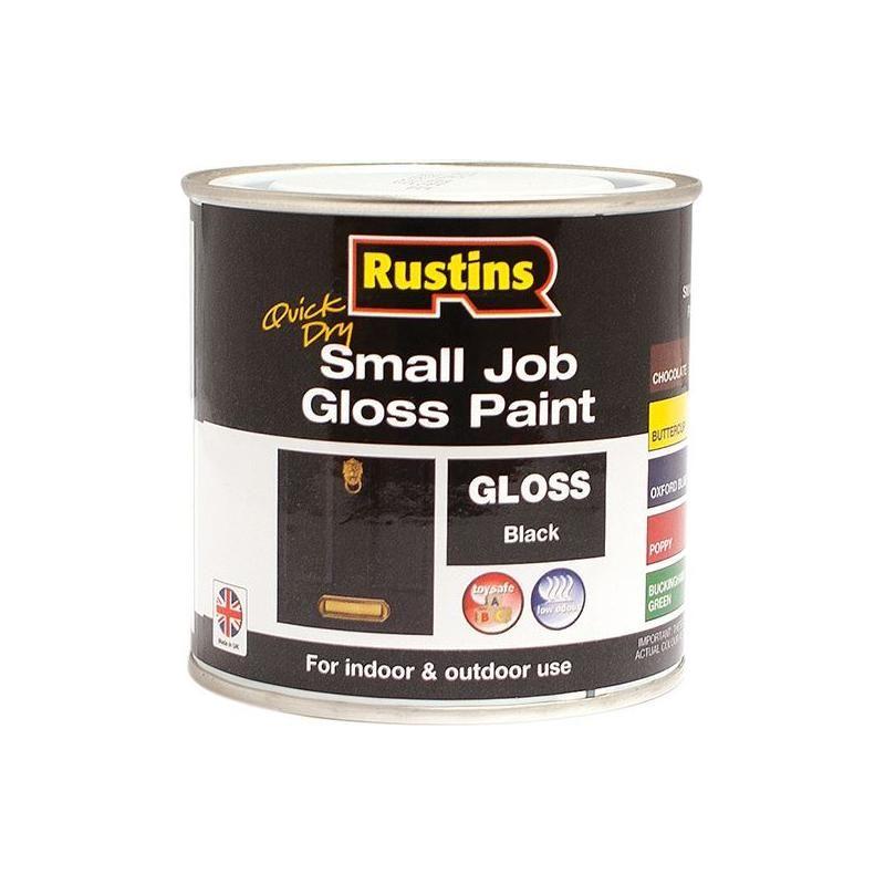Rustins Quick Dry Small Job Gloss Paint Black 250ml Rustins - Town Tools