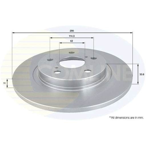 Comline 2 x Solid Brake Discs fits Toyota Avensis 2008-2018 1.6 1.8 2.0 2.2
