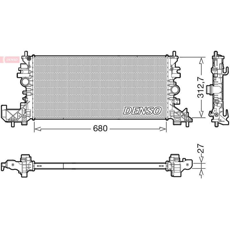 Denso Engine Radiator fits Opel Astra K 2015-2019 1.0 1.4 1.6