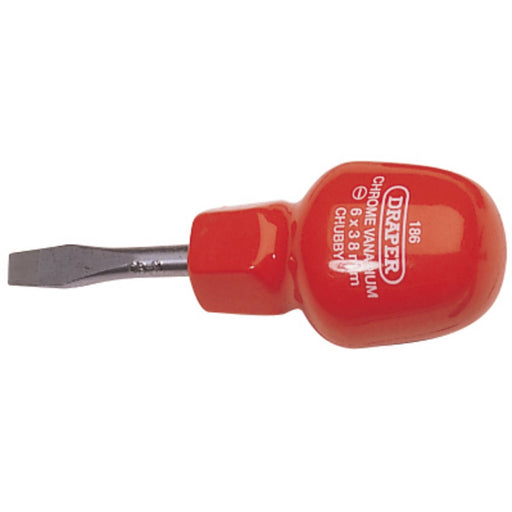 Draper Plain Slot Flared Tip Cabinet Pattern Chubby Screwdriver, 6 x 38mm (Sold Draper - Dynamic Drive