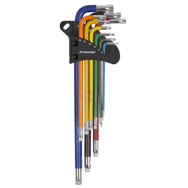 Sealey TWIN PACK EXTRA LONG Ball-End Allen Hex Key & TORX TRX Star Set Coloured Sealey  - Dynamic Drive