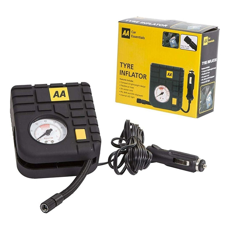 AA 12V Car Tyre Air Compressor Inflator LED Pump Pressure Gauge Cigarette Socket AA - Dynamic Drive