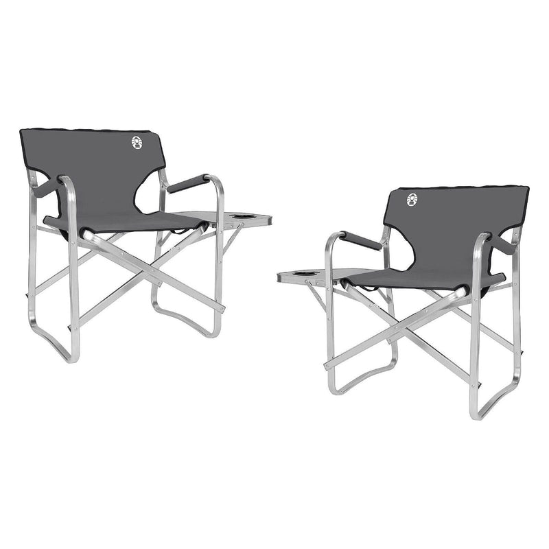 2x Coleman Deck Chair with Table Camping Outdoors Seating Furniture Aluminum Coleman  - Dynamic Drive