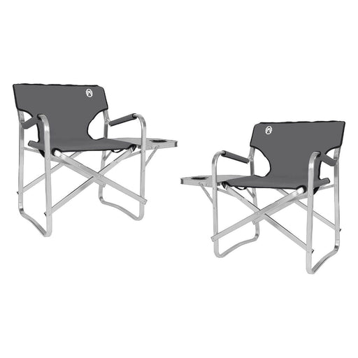 2x Coleman Deck Chair with Table Camping Outdoors Seating Furniture Aluminum Coleman  - Dynamic Drive