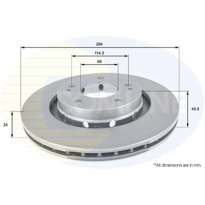 Comline Front Brake Discs & Pads fits Mitsubishi Lancer VIII 2009 on 2.0