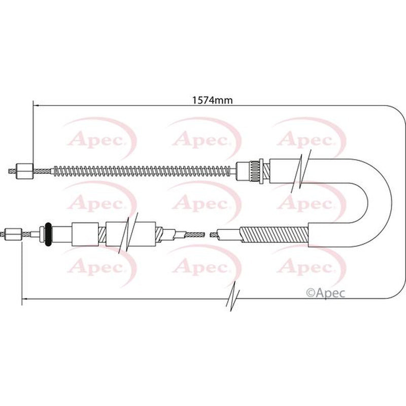 Apec Handbrake Cable Right Rear fits Peugeot 306 1993-2001 1.4 1.8 1.9 2.0