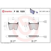 Brembo 8 x Front Brake Pad Set fits Audi A3 2015-2022