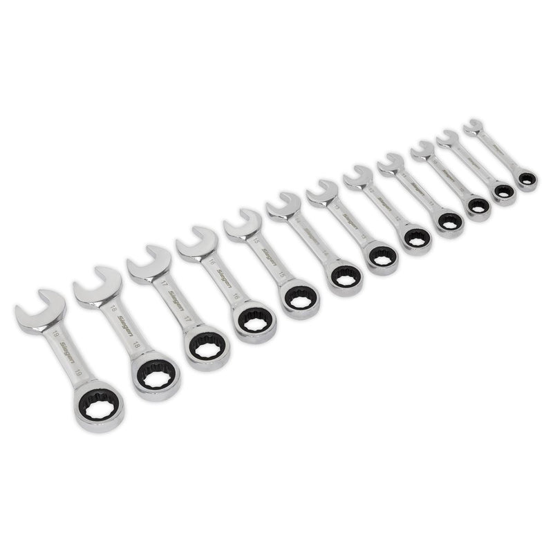 Seigen by Sealey Stubby Ratchet Combination Spanner Set 12pc Metric S0633 Seigen by Sealey  - Dynamic Drive