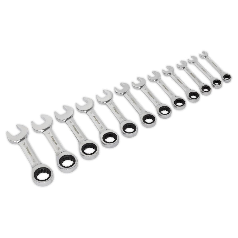Sealey Stubby Ratchet Combination Spanner Set 12pc Metric S0633 Siegen by Sealey - Dynamic Drive