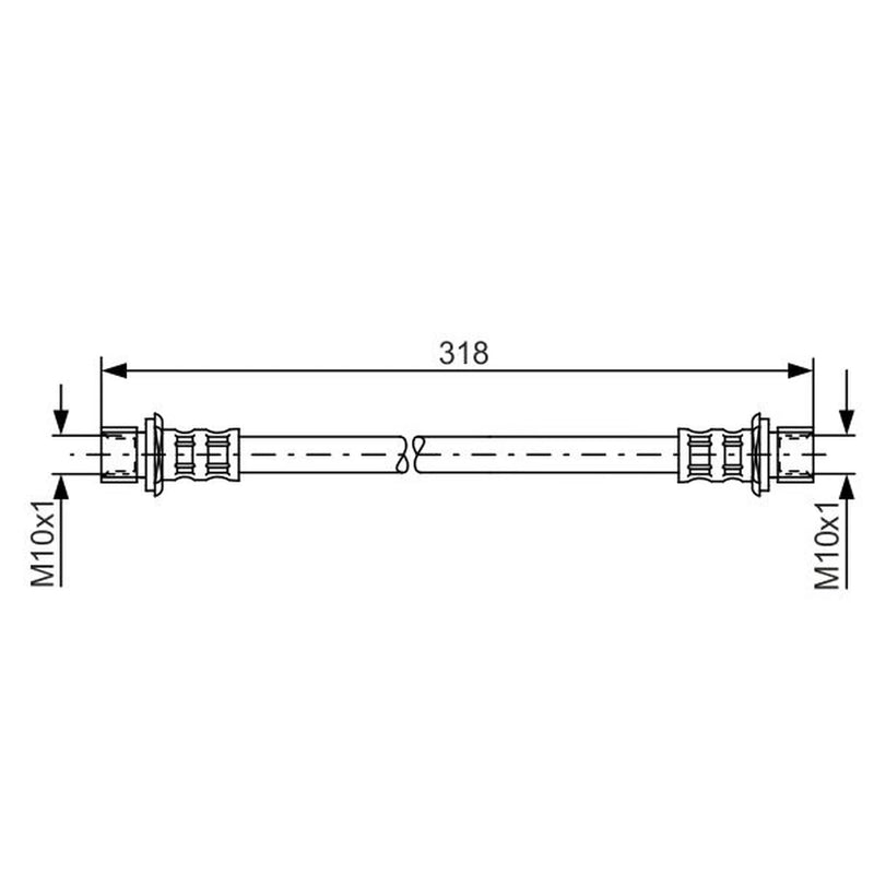 Bosch Brake Hydraulic Hose Line Rear fits Toyota Yaris 1999-2005 1.0 1.3 1.4