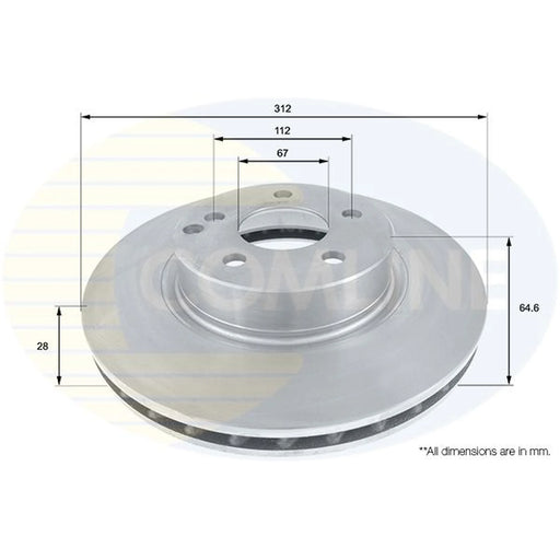 Comline 2 x Front Brake Discs ADC1624V-x2