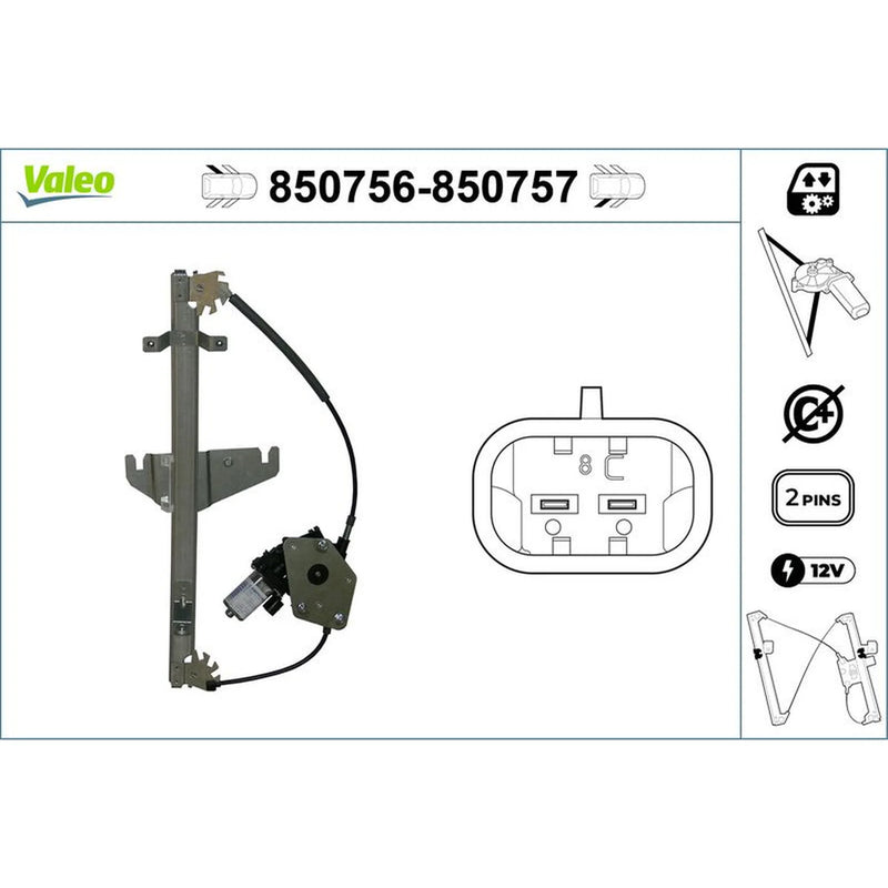Valeo Electric Window Regulator Lifter Left Rear 850756