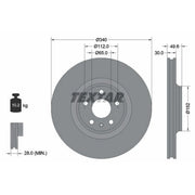 Textar 2 x Vented Front Brake Discs 92160505-x2