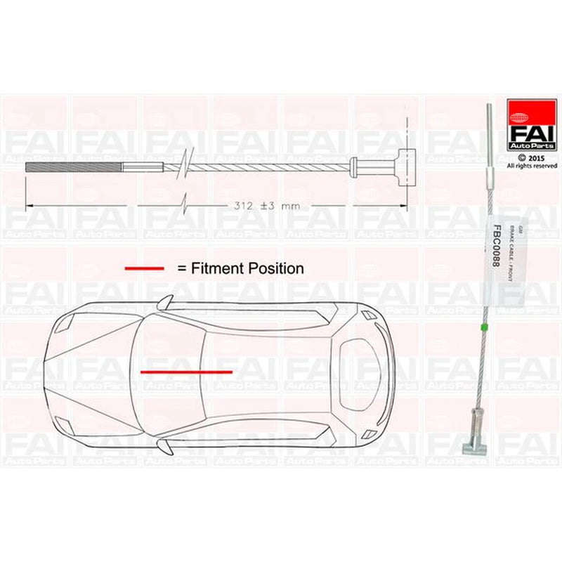 FAI Handbrake Cable Front fits Opel Astra G 1998-2005 1.2 1.4 1.6 1.7 1.8 2.0