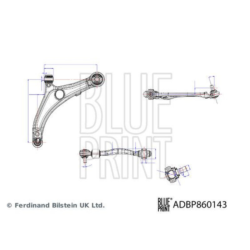 Blue Print Control/Trailing Arm Front Left fits Hyundai I40 I 2012-2019