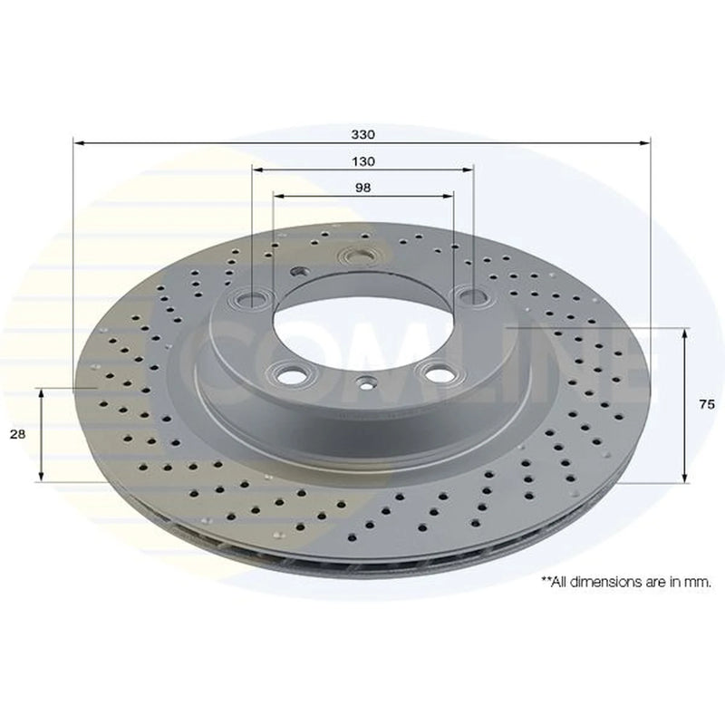 Comline Rear Brake Perforated/Vented Discs & Pads fits Porsche 911 2011-2019 3.4