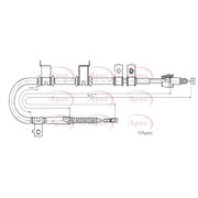 Apec Handbrake Cable Left Rear fits Hyundai I30 2007-2011 1.4 1.6 2.0