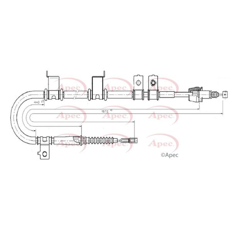 Apec Handbrake Cable Left Rear fits Hyundai I30 2007-2011 1.4 1.6 2.0