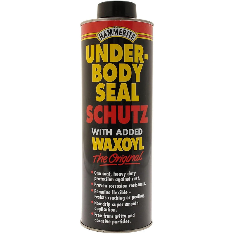 2x Hammerite Underbody Seal Black with Waxoyl Underseal Schutz Can 1 Litre Hammerite - Dynamic Drive