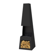 Dellonda Outdoor Chiminea Fireplace Fire Pit Heater Firewood Storage Black Steel Dellonda  - Dynamic Drive