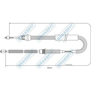 Apec Handbrake Cable Right Rear BBC3346