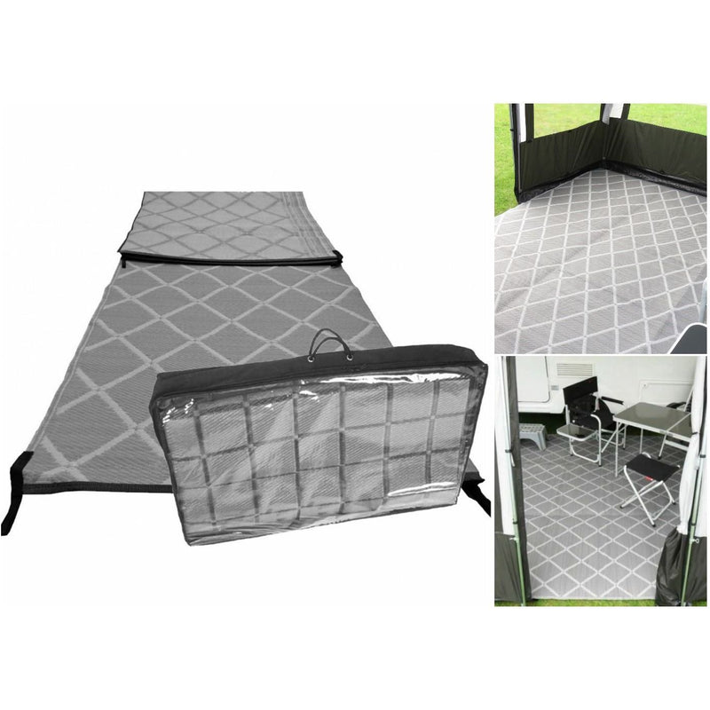 Paradise 2.5 X 3.5M Luxury Awning Carpet Moroccan Style Ground Sheet Grey Royal  - Dynamic Drive