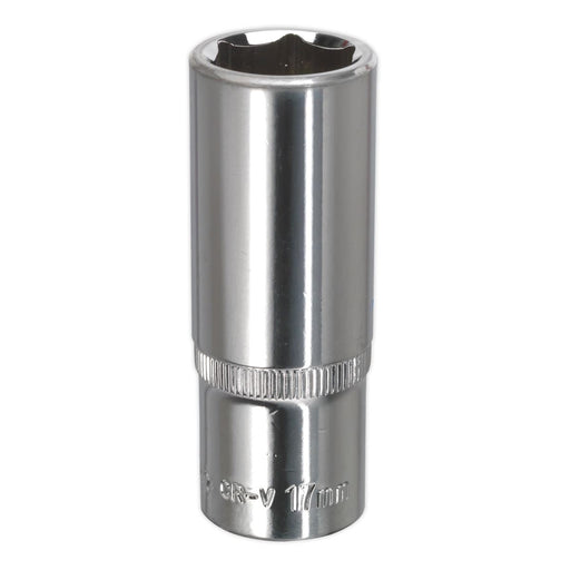 Sealey WallDrive Socket 17mm Deep 3/8"Sq Drive Fully Polished SP3817D Sealey - Dynamic Drive