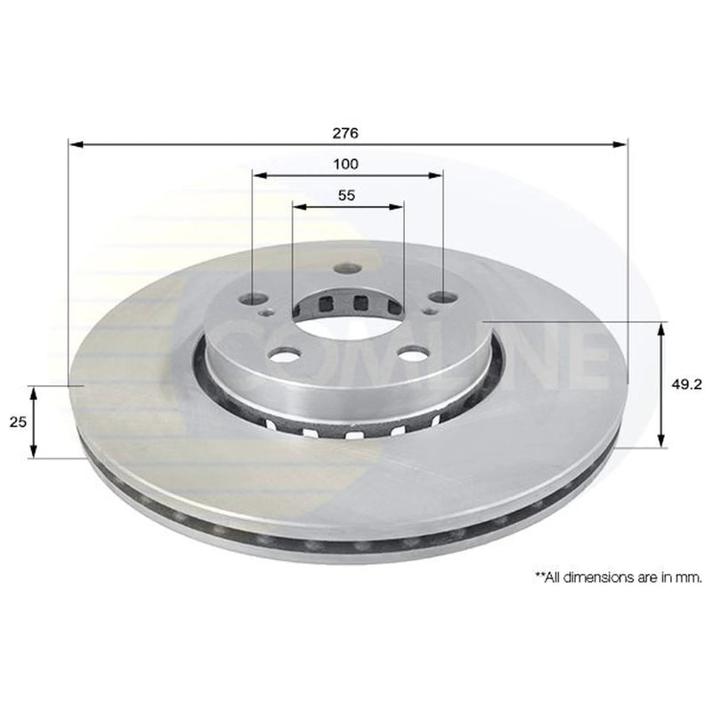 Comline 2 x Vented Front Brake Discs ADC0199V-x2