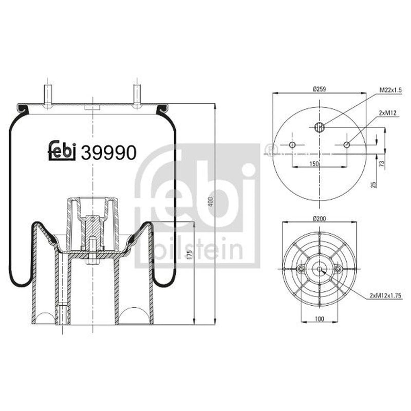 Febi Air Suspension Bellow 200mm 39990