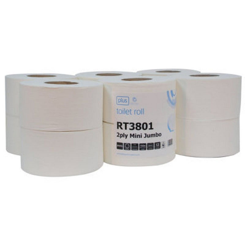 Jangro Mini Jumbo Toilet Rolls (Pack of 12) for High Traffic Washrooms Jangro - Dynamic Drive