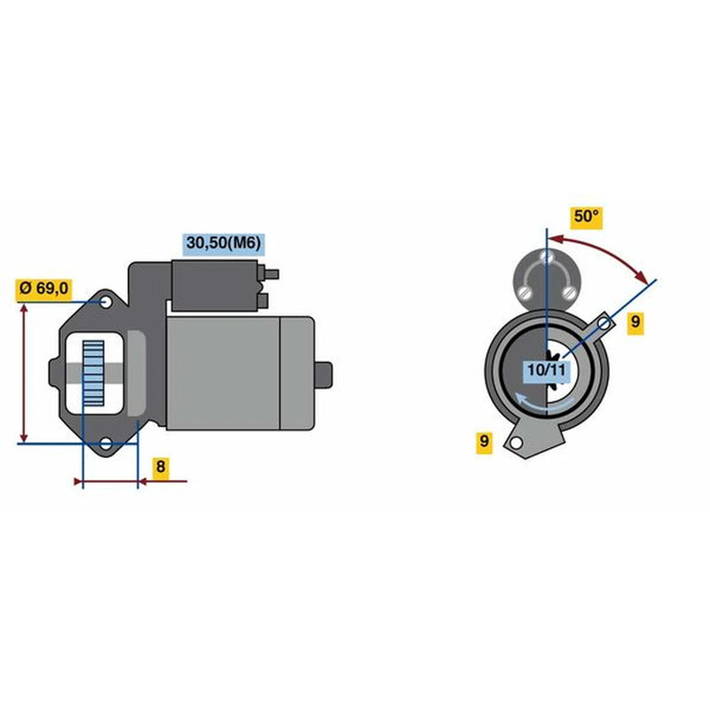 Bosch Starter Motor 12V 1.8kW 10 Teeth
