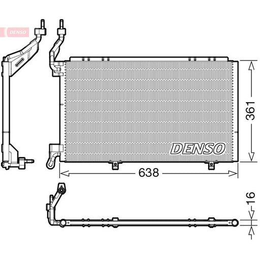 Denso Air Conditioning Condenser fits Ford Fiesta VI 2013-2017 1.6