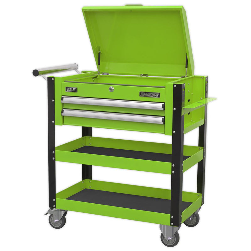 Sealey HD Mobile Tool & Parts Trolley 2 Drawer-Locking Top HV Green AP760MHV Sealey  - Dynamic Drive