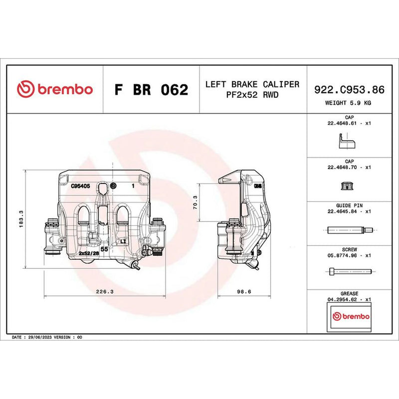 Brembo Brake Caliper Assembly Front Left fits Mercedes-Benz Sprinter 3,5-T