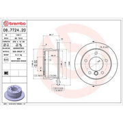 Brembo 2 x Solid Rear Brake Discs 08.7724.20-x2