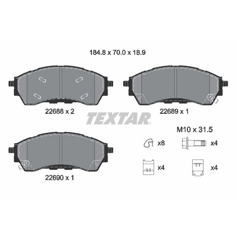 Textar Front Brake Pad Set 2268801