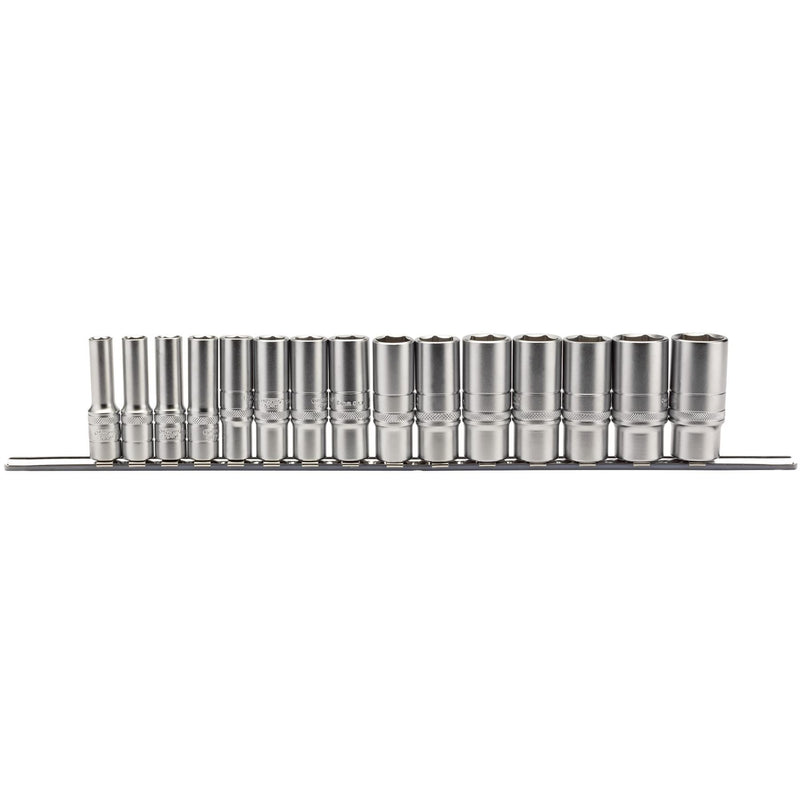 Draper Metric Deep Socket Set on a Metal Rail, 3/8" Sq. Dr. (15 Piece) 16494 Draper - Dynamic Drive