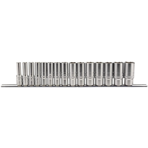 Draper Metric Deep Socket Set on a Metal Rail, 3/8" Sq. Dr. (15 Piece) 16494 Draper - Dynamic Drive
