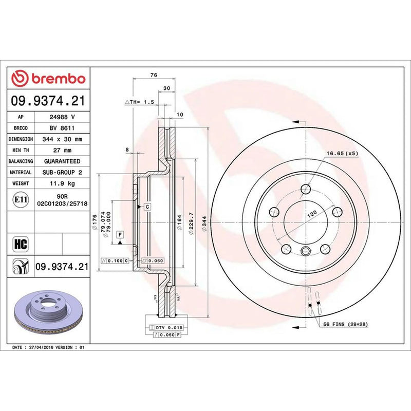 Brembo Front Brake Discs & Pads fits Land Rover Range Rover 2002-2012 3.0 4.4