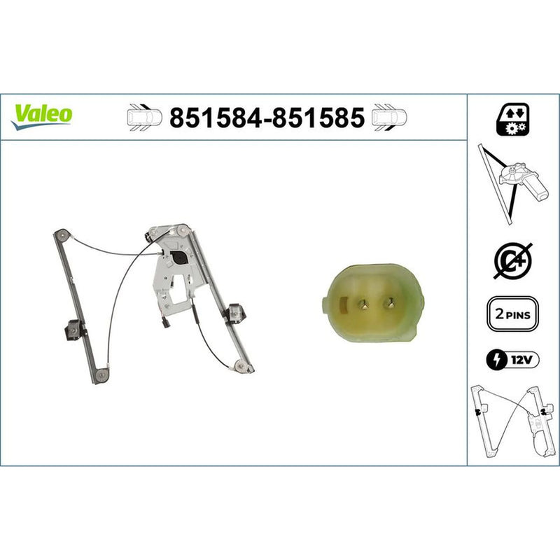 Valeo Electric Window Regulator Lifter Right Front 851585