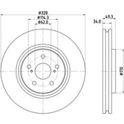 Mintex 2 x Externally Vented Front Brake Discs MDC3207C-x2