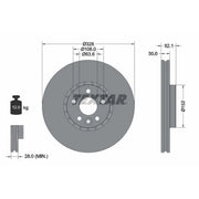 Textar 2 x Externally Vented Front Brake Discs 92196305-x2
