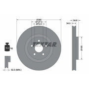Textar 2 x Vented Front Brake Discs 92281905-x2